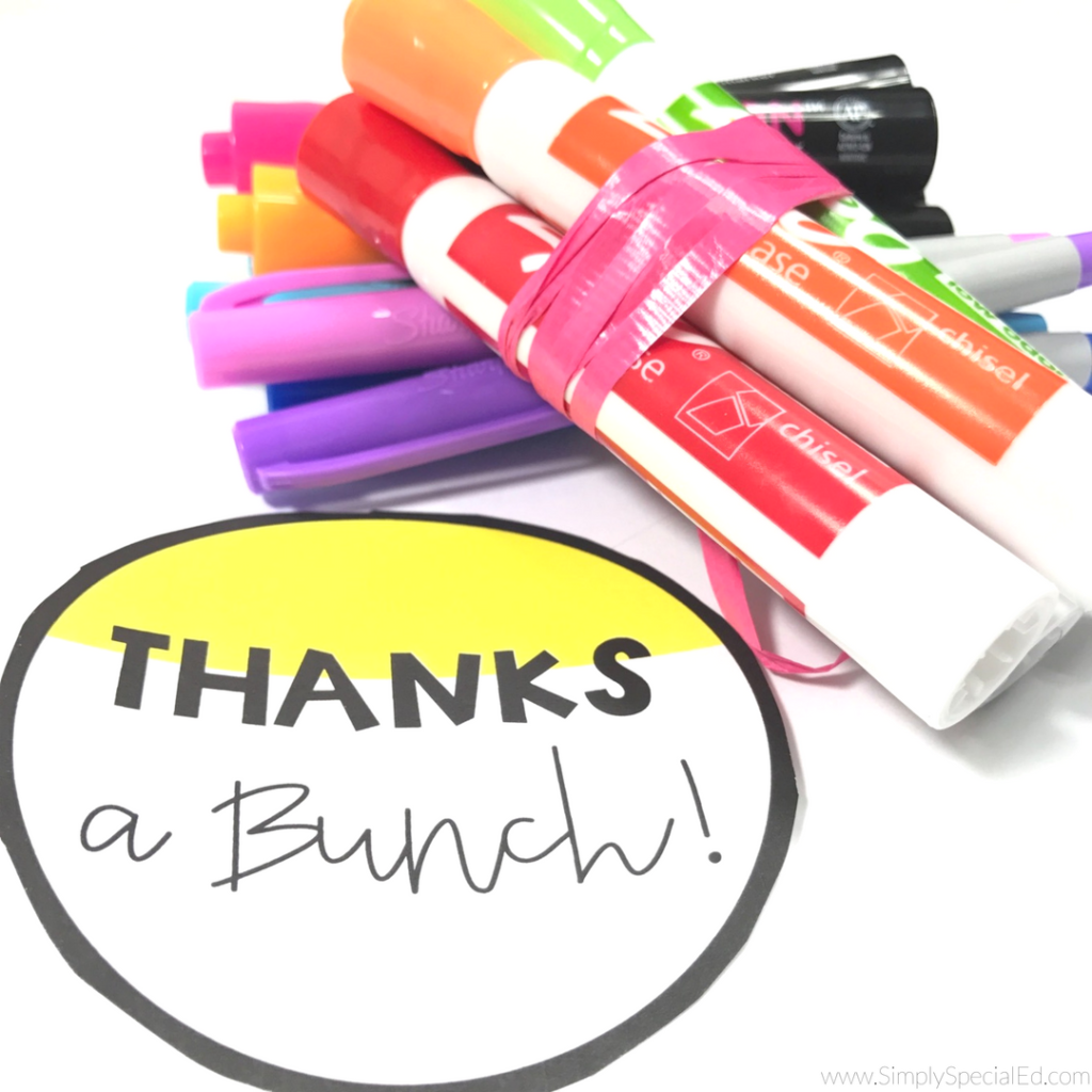 Thanks a bunch gift tag for teachers and paraprofessionals