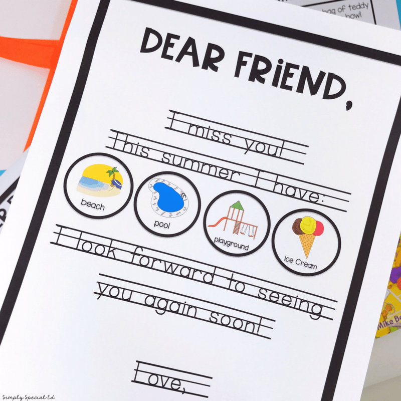 This is an end of the year gift specifically designed for special education students. Teachers can provide parents with resources for the summer while also giving there students a fun gift! Families are able to work on carry over skills with the tools provided!