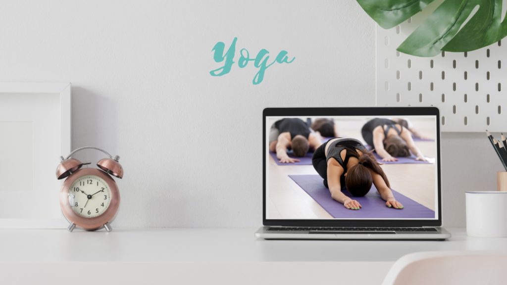 Picture showing using yoga as reinforcer during remote learning.