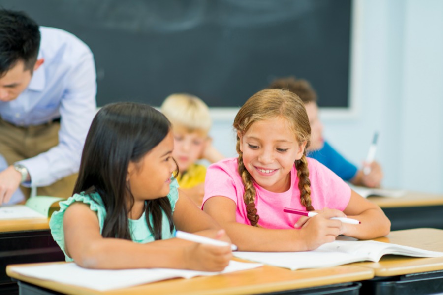 This is a picture of two students working together