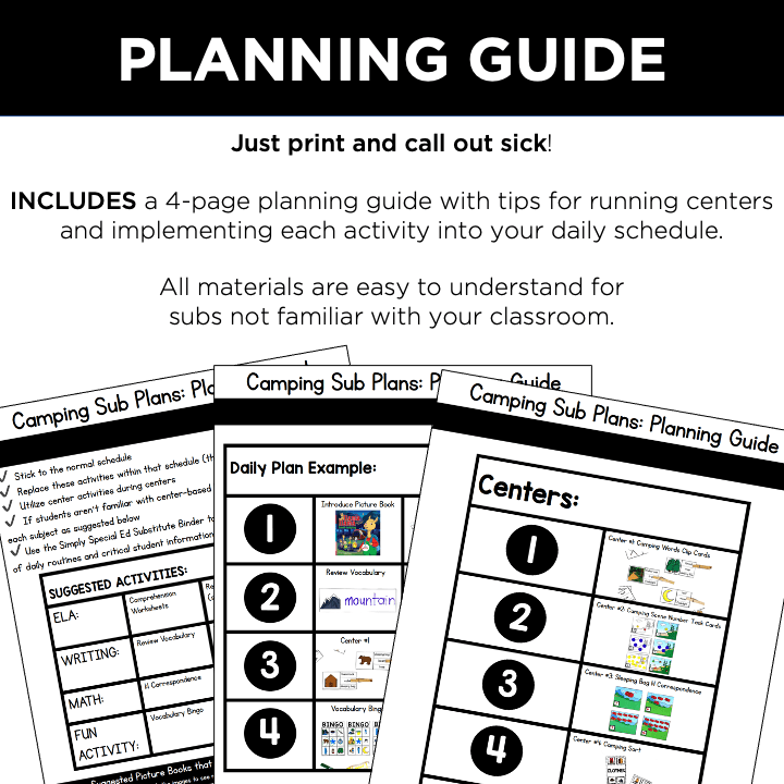 Here is everything you need for the best camping theme and lesson plans in your ESY special education classroom this summer!