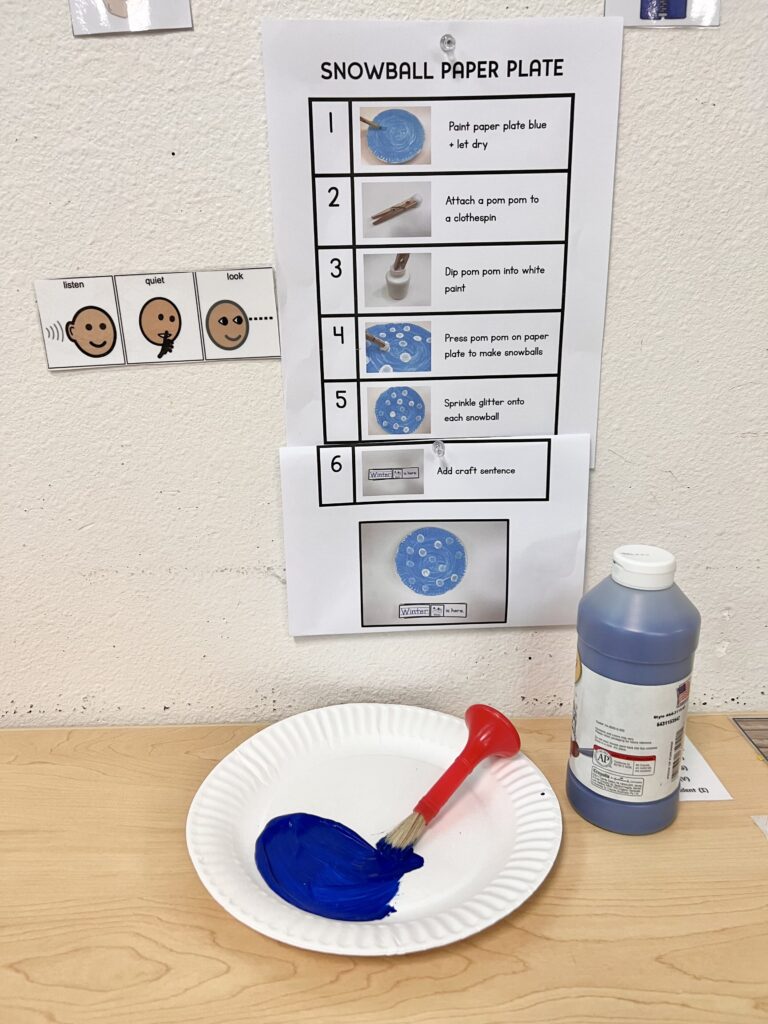 Visual Craft directions posted on wall. 