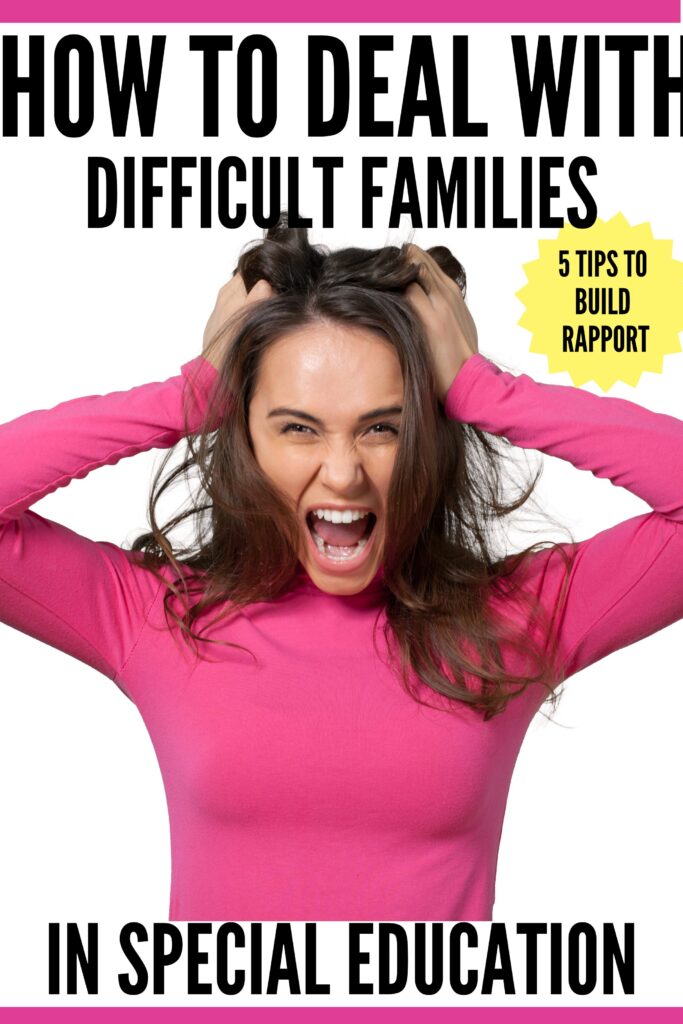 Special education teacher conversing with a parent, emphasizing effective communication and support strategies for challenging family dynamics.
