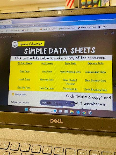 The digital Simple Data Sheets PDF is shown on a computer screen.