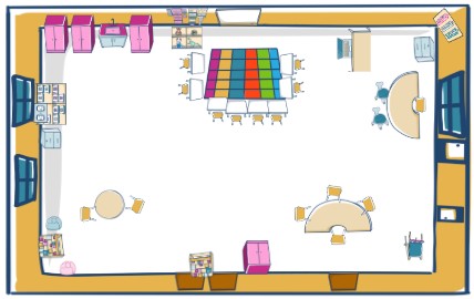 An image of a classroom that has been design with the layout builder elements.