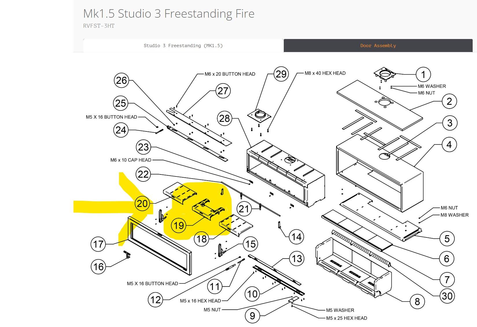 Studio 3 Mk1.5 Centre Baffle Plate Simply Stoves