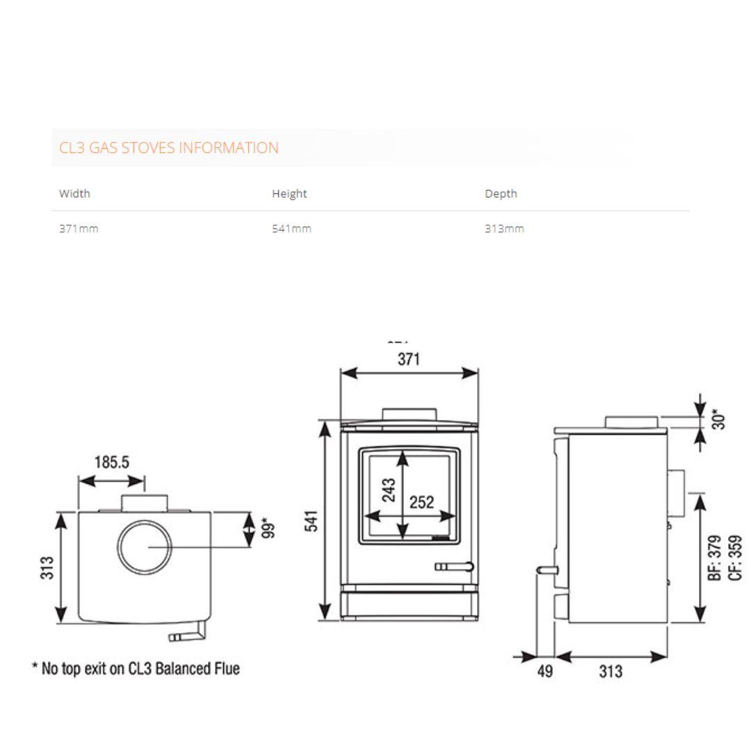 CL5 Conventional Flue Rear Exit Natural Gas Stove Simply Stoves