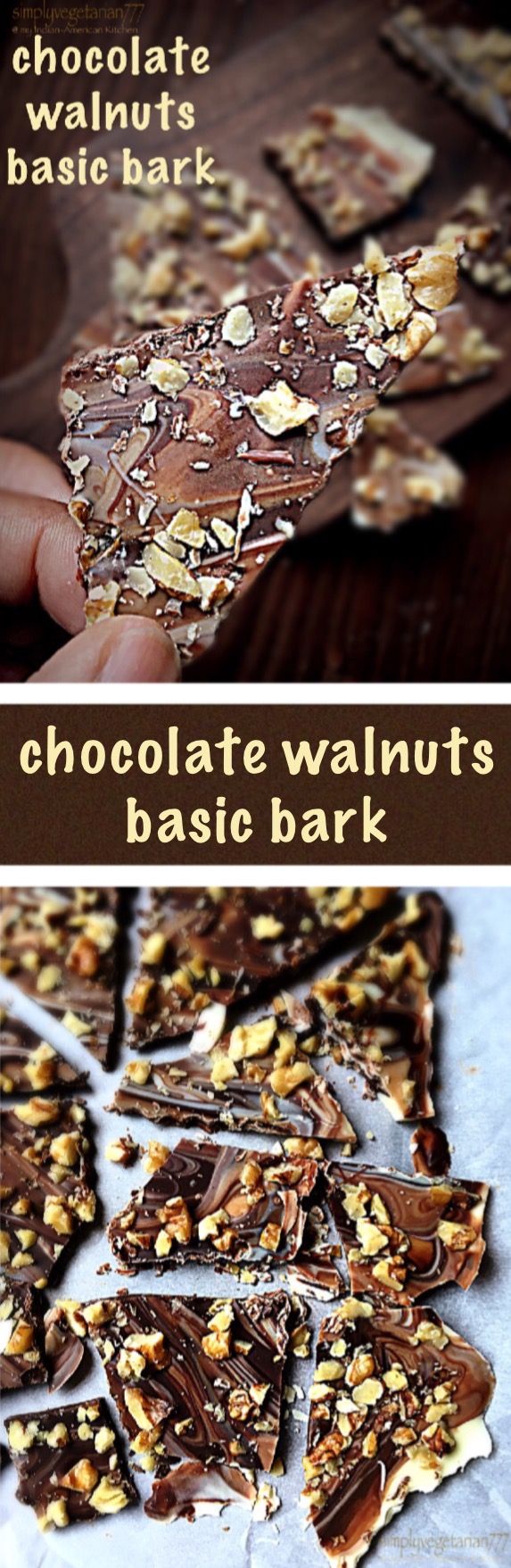 Chocolate Walnuts Basic Bark easy and simple recipe