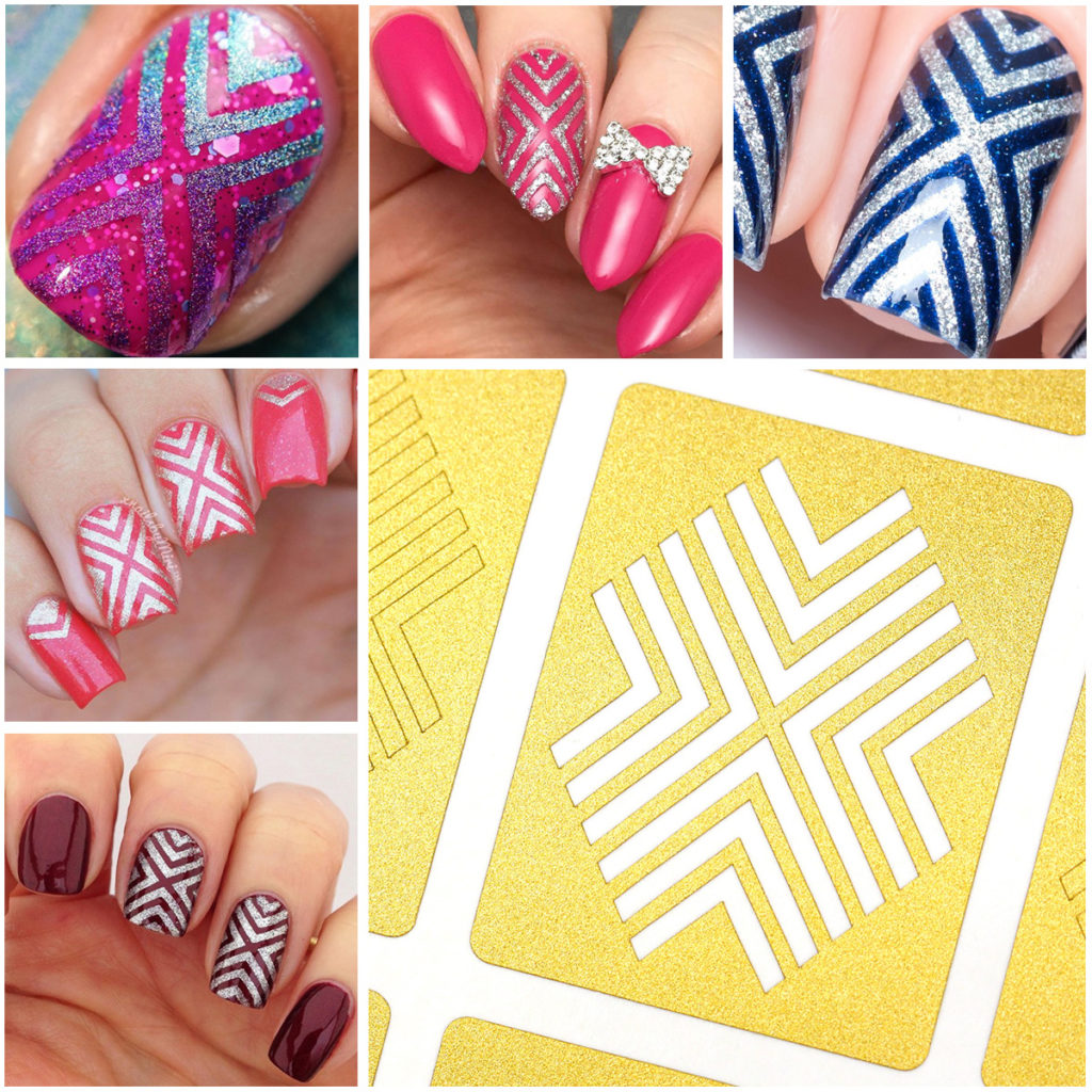 Nail Art Stencil X Pattern Design Modern Manicure SimranSinnan
