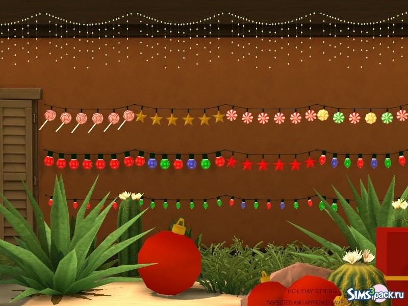 Скачать сет гирлянд Holiday String от DOT для Симс 4