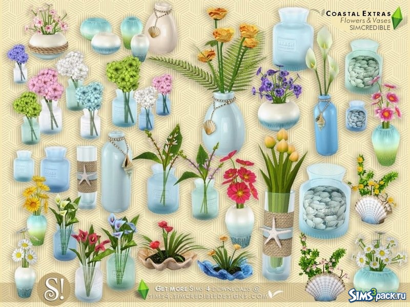 Скачать сет Flowers and Vases от SIMcredible! для Симс 4