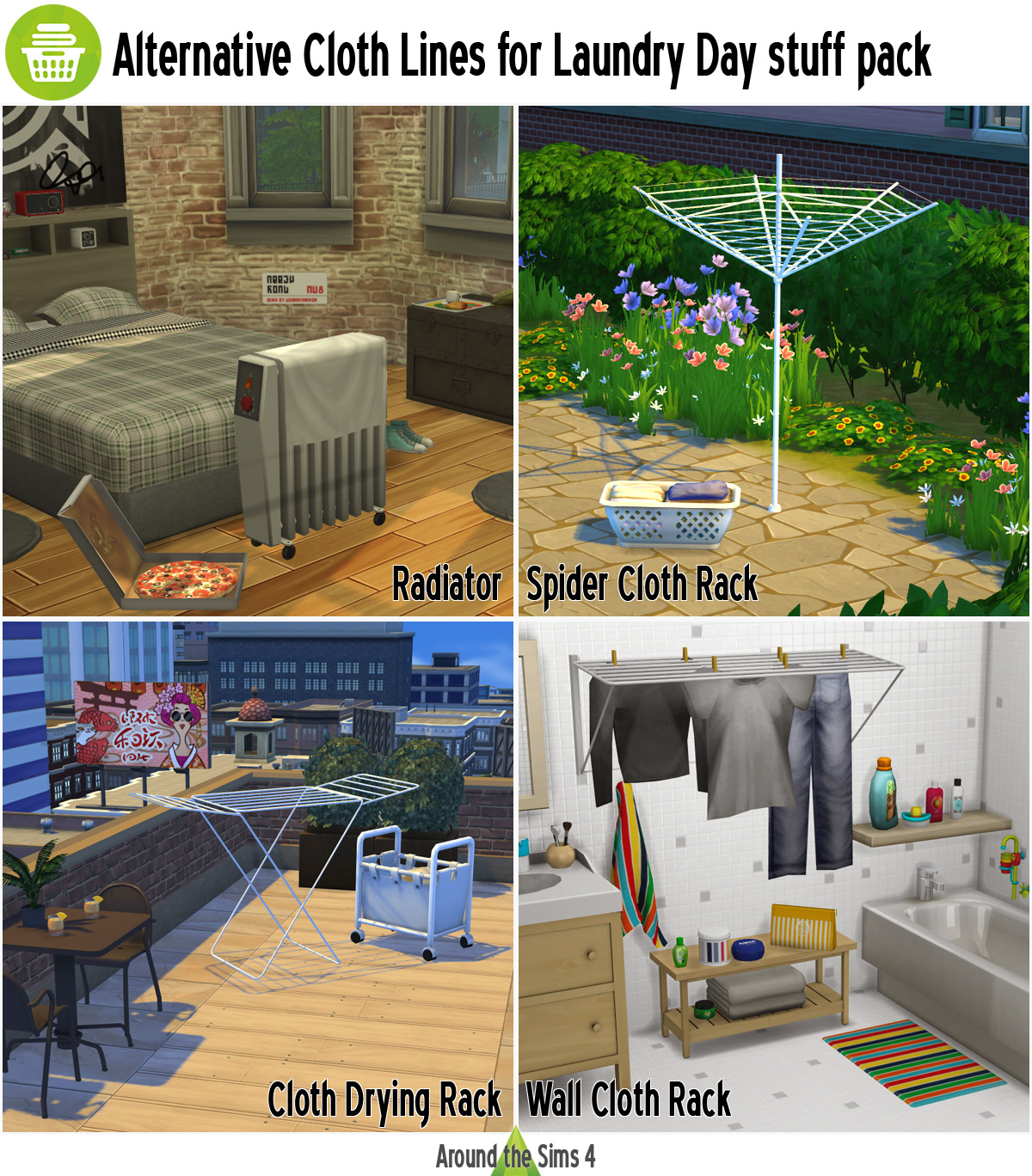Around the Sims 4 Custom Content Download Cloth llines for Laundry Day