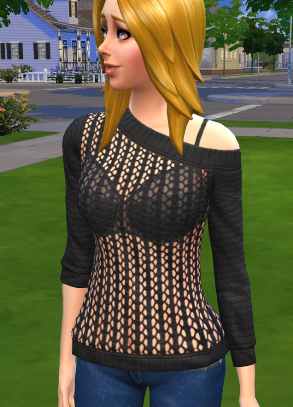 Mod The Sims Large Knit OffShoulder Jumper by FifthAce2007 • Sims 4