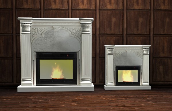 Sims 4 Designs Nathan Set Antique White Faux Fireplace • Sims 4 Downloads