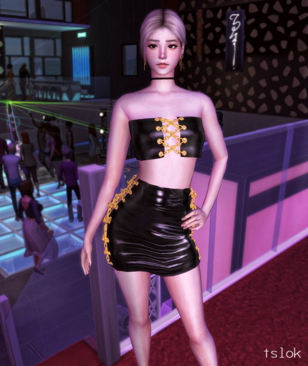 Tslok Skye Latex latex dress chains • Sims 4 Downloads