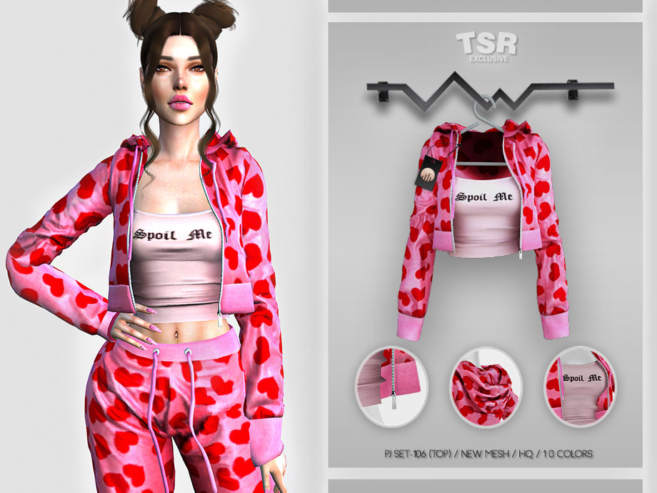 PJ Set 106 Top by busratr from TSR • Sims 4 Downloads