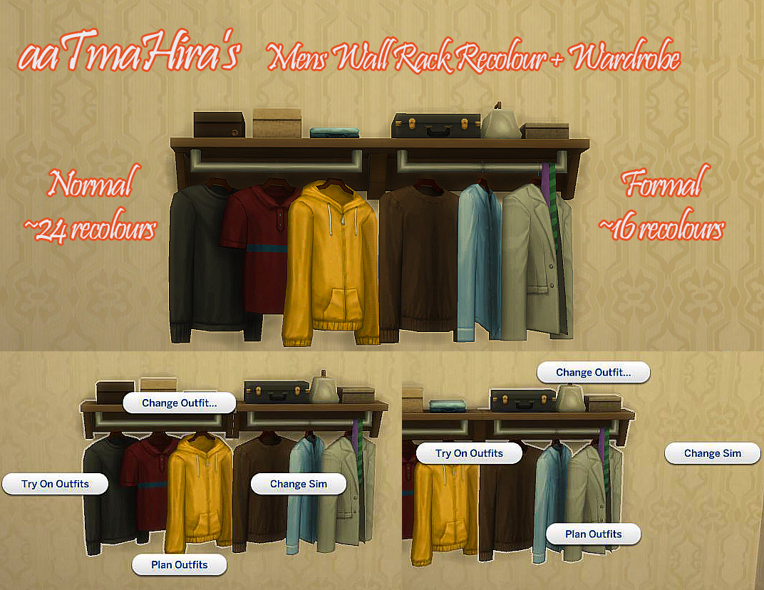 Wardrobe Men's Wall Racks Recoloured by aaTmaHira from Mod The Sims