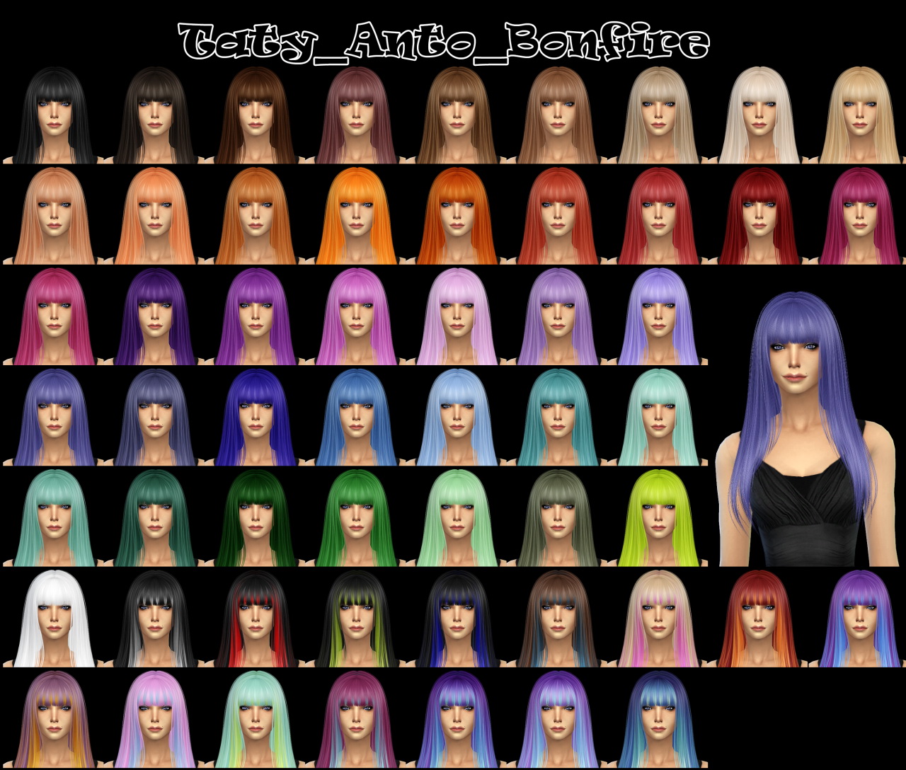 Taty Anto Bonfire hair retextured Sims 4 Hairs