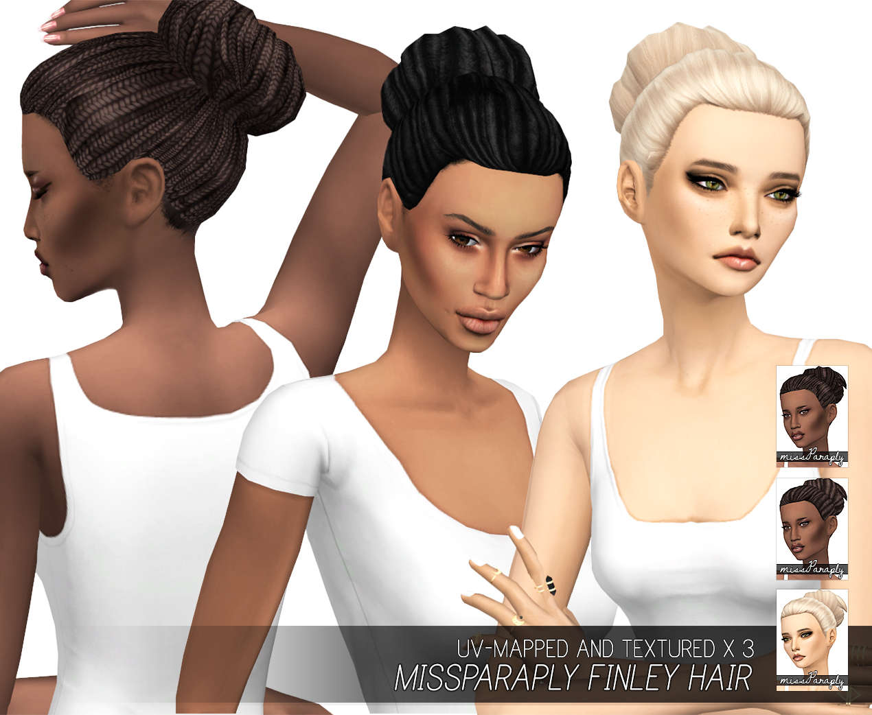 Sims 4 Hairs Miss Paraply Finley hairs dreads, box braid, and flat textures