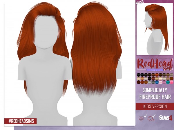Coupure Electrique Simpliciaty`s Fireproof hair retextured kids versions Sims 4 Hairs