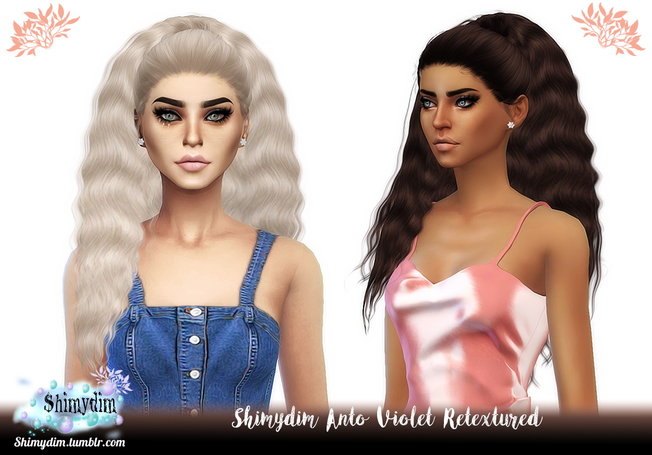 Shimydim Anto`s Violet hair Retextured Sims 4 Hairs
