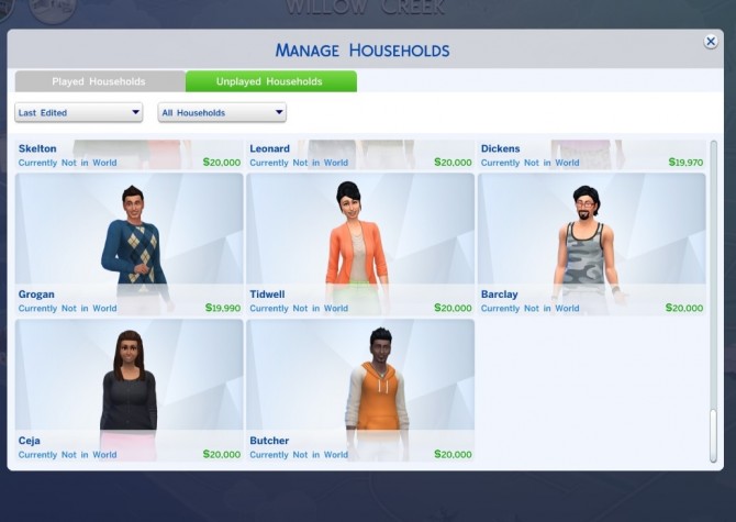 Reduced Townie Generating by Shimrod101 at Mod The Sims » Sims 4 Updates