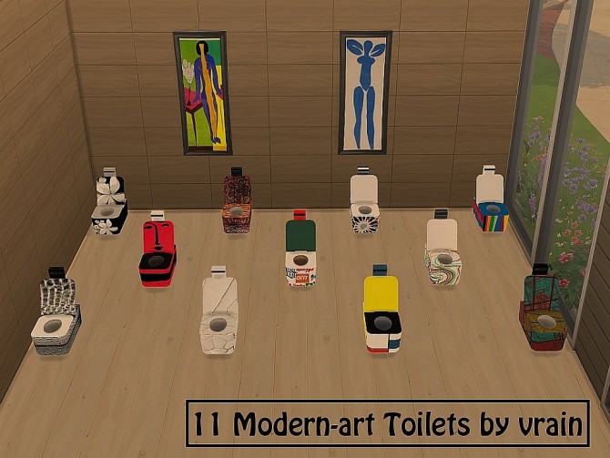 11 Modernart toilets by Vrain at Mod The Sims » Sims 4 Updates