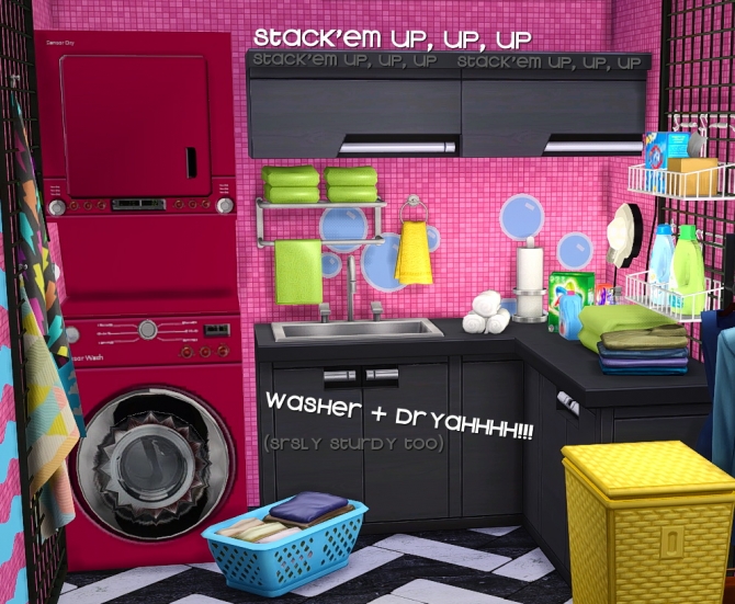 Sturdy Stacked Washer + Dryer at Grilled Cheese Aspiration » Sims 4 Updates