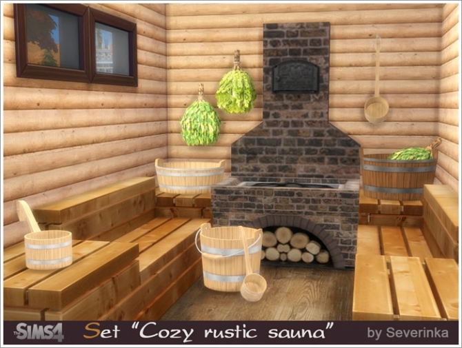 Cozy rustic sauna at Sims by Severinka » Sims 4 Updates