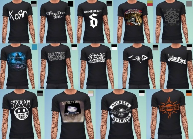 Rock/Metal TShirts by Kitty25939 at Mod The Sims » Sims 4 Updates