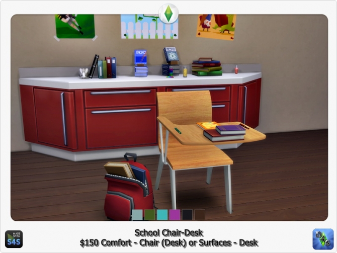 School chair desk by D4S at Sims 4 Studio » Sims 4 Updates