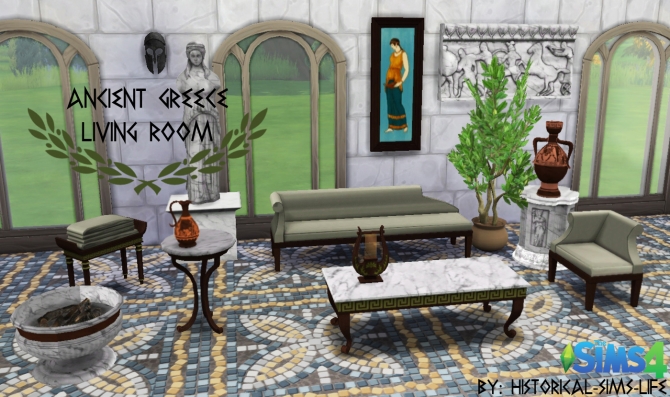 Ancient Greece Living Room Set at Historical Sims Life » Sims 4 Updates