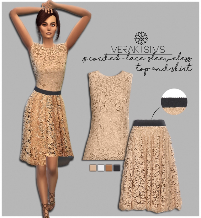 Cordedlace sleeveless top and skirt at Merakisims » Sims 4 Updates