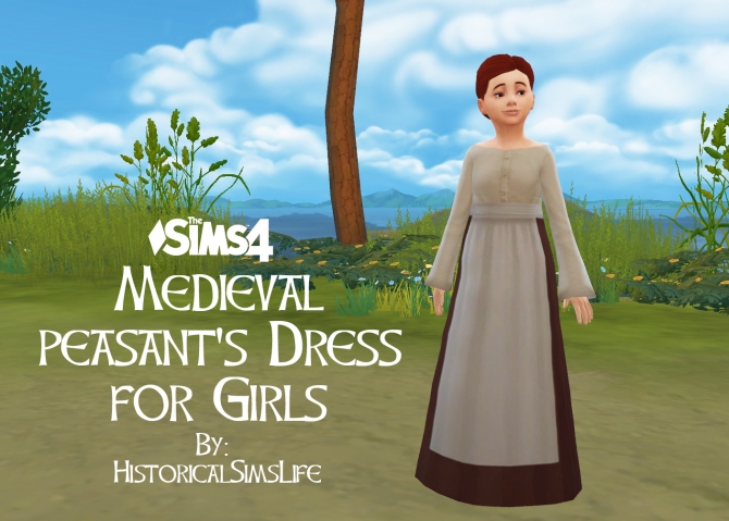 Medieval Peasant's Dress for Girls by Anni K at Historical Sims Life » Sims 4 Updates