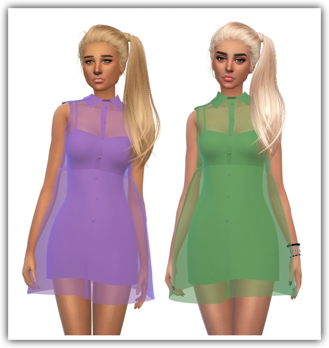 SeeThrough Button Up Dress Recolors by maimouth at » Sims
