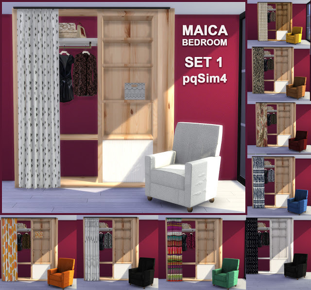 Maica Bedroom Set 1 wardrobe and armchair at pqSims4 » Sims 4 Updates