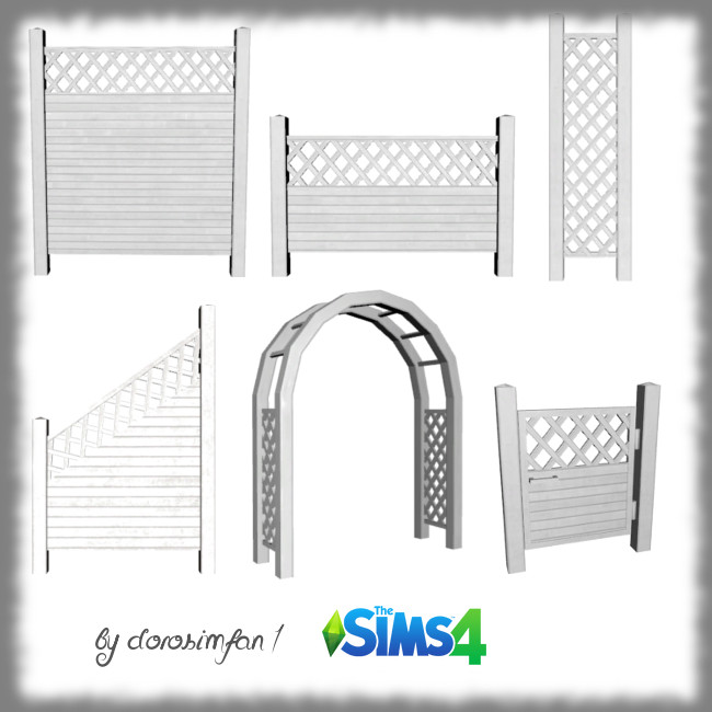 4 decorative fences, 1 arch and 1 garden gate by dorosimfan1 at Sims