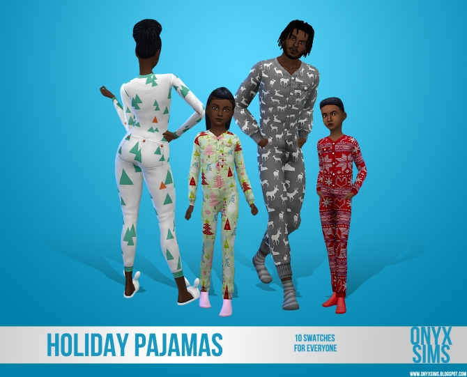 Holiday Pajamas for All at Onyx Sims » Sims 4 Updates