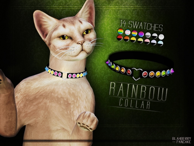 Rainbow collar for cats at Blahberry Pancake » Sims 4 Updates