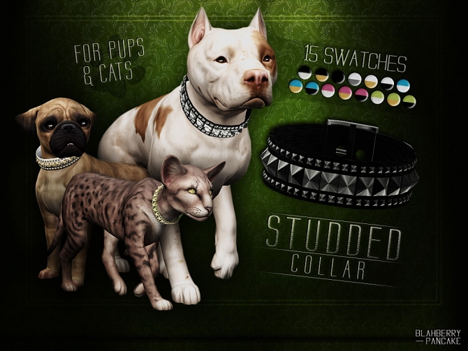 Studded collar for cats & dogs at Blahberry Pancake » Sims 4 Updates