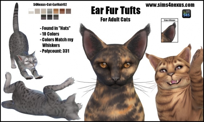 Cat Ear Fur Tufts by SamanthaGump at Sims 4 Nexus » Sims 4 Updates
