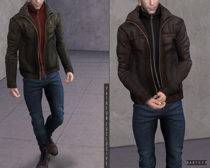 Leather Jacket Zipup Sweater (P) at Darte77 » Sims 4 Updates