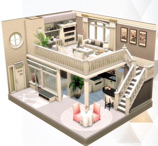 Little White/Grey Loft at Agatheak » Sims 4 Updates