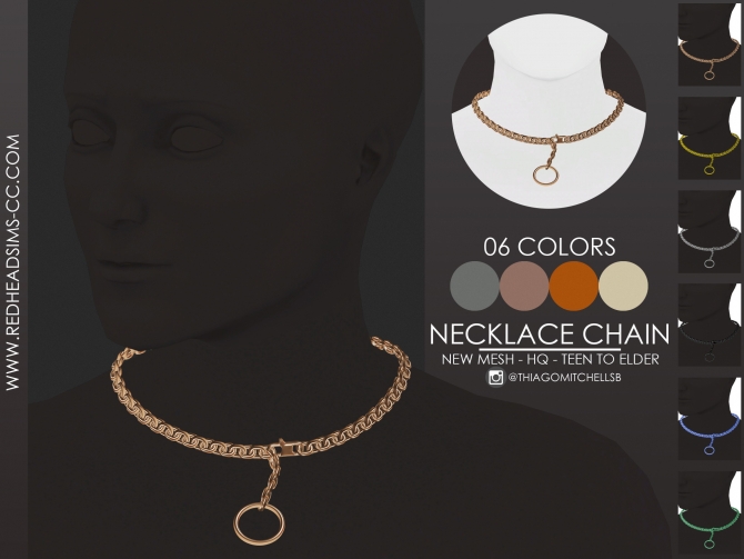 CHAIN necklaces & wristlet by Thiago Mitchell at REDHEADSIMS » Sims 4
