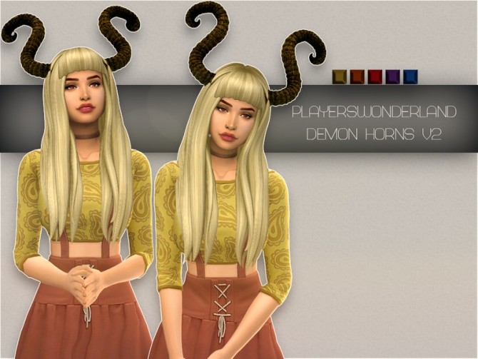 Demon Horns V2 by PlayersWonderland at TSR » Sims 4 Updates