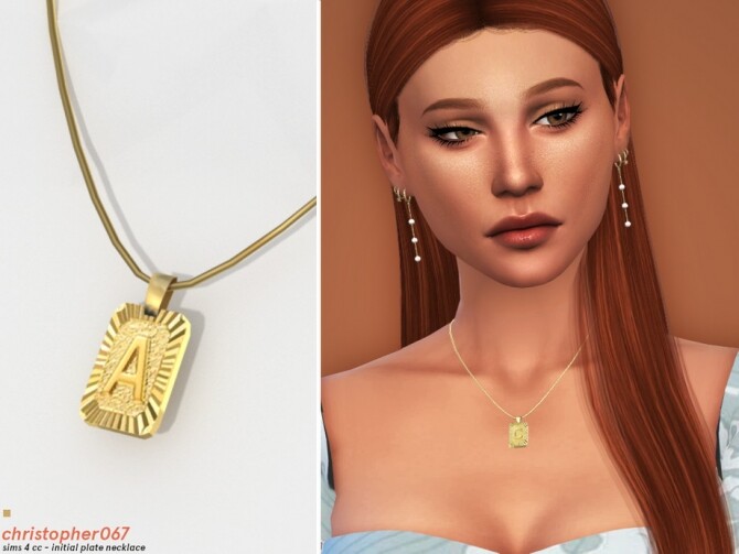 Initial Plate Necklace by Christopher067 at TSR » Sims 4 Updates