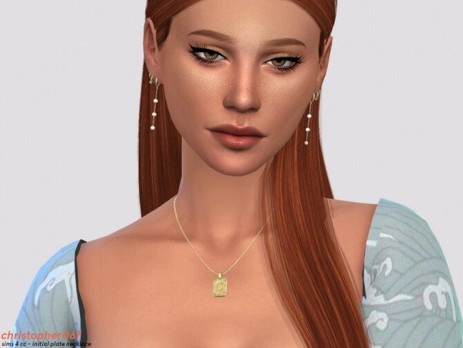 Initial Plate Necklace by Christopher067 at TSR » Sims 4 Updates