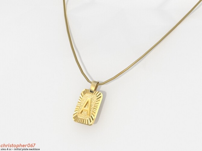 Initial Plate Necklace by Christopher067 at TSR » Sims 4 Updates