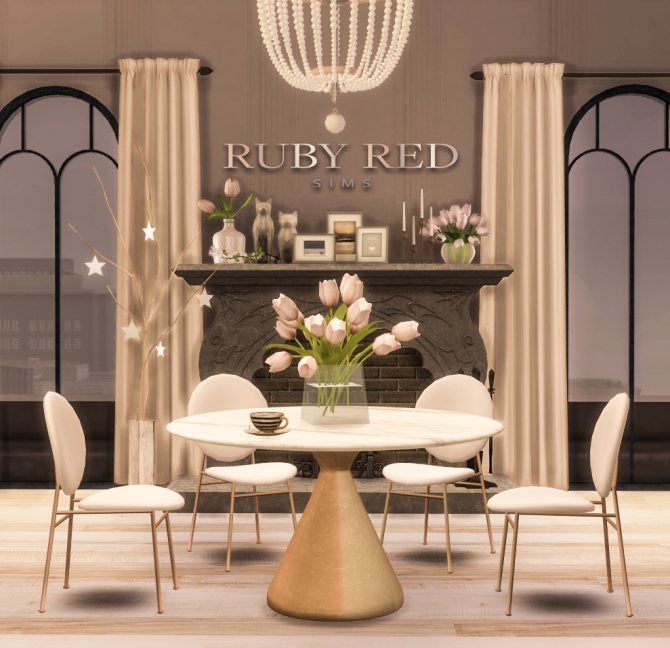 Silhouette Pedestal Dining Table & Chairs at Ruby’s Home Design » Sims