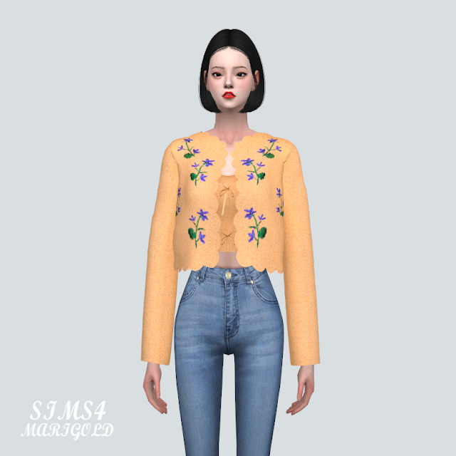 Flower Ribbon Cardigan at Marigold » Sims 4 Updates